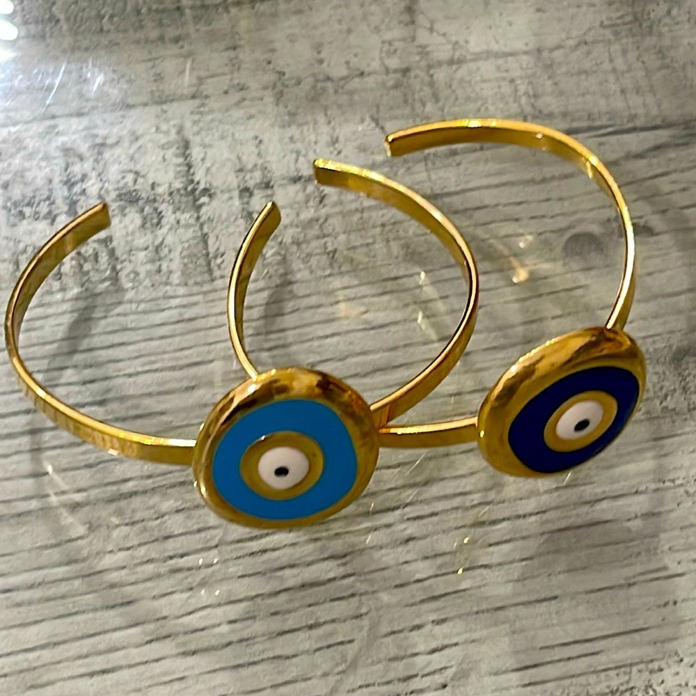 Evil Eye Cuff Light Blue